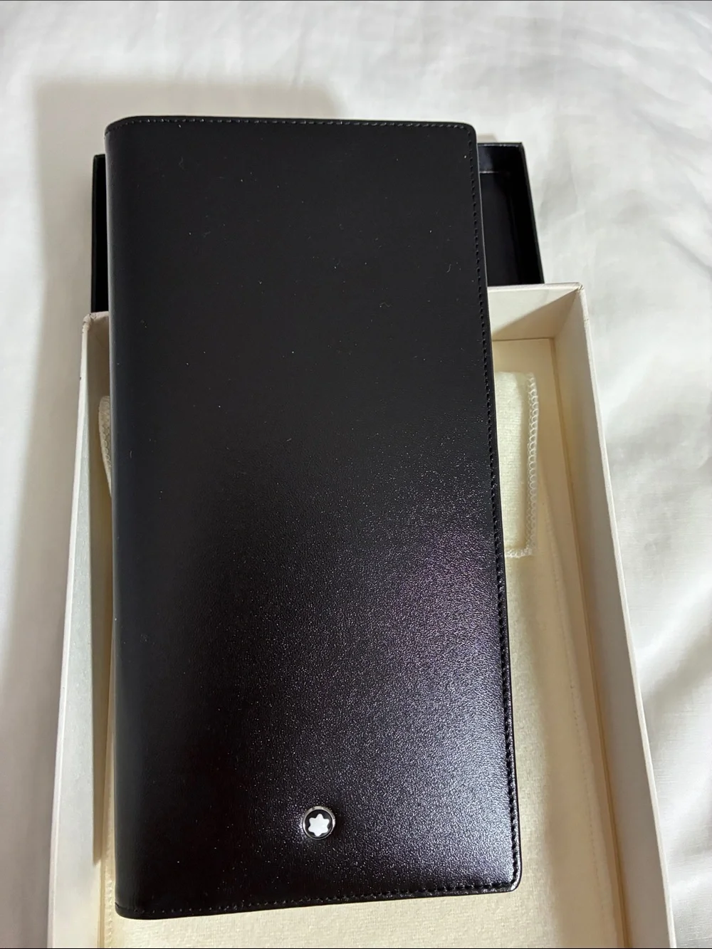 Montblanc Black Leather Long Billfold with Signature Star Emblem